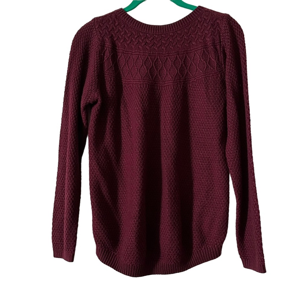 Croft & Barrow Women's M Sweater Cable Knit Solid Burgundy Long Sleeve Acrylic